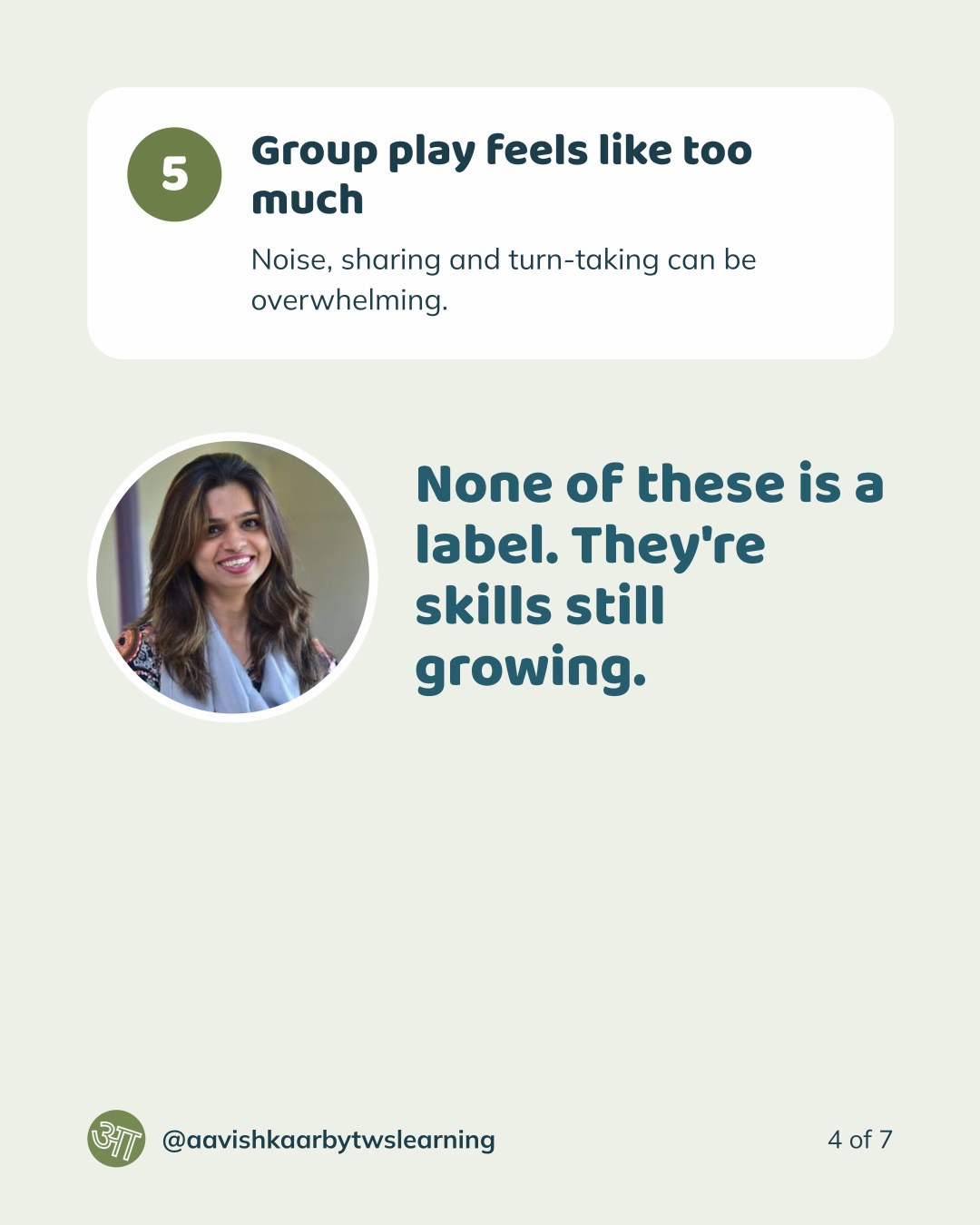 Slide 4 — Group play feels like too much. None of these is a label; they're skills still growing.